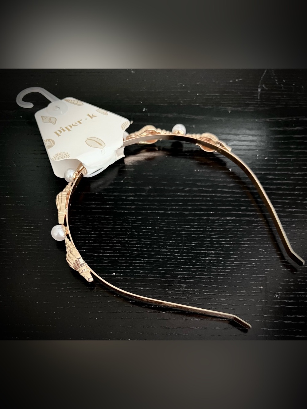 NWT Piper Gold Shell & Pearl Headband